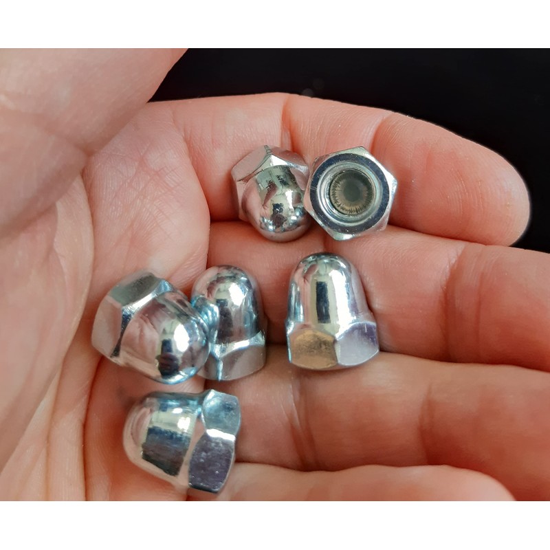 M8 Dome Hex Nuts Zinc Plated Steel Domed Hexagon Head