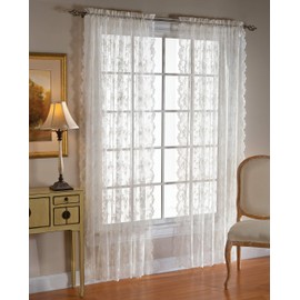 SKL Home by Saturday Knight Ltd. - K7008000084P09 Petite Fleur Curtain Panel, 56 inches x 84 inches, White