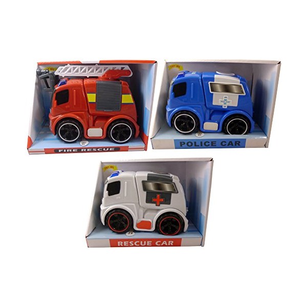 18cm Fire/Rescue/Police Car with Lights and Sound - Boys Toys