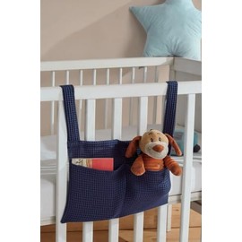 Aaricon Baby Bedside Hanging Storage Bag,2 Pockets Organizer for Baby Cribs and Toys (Blue)