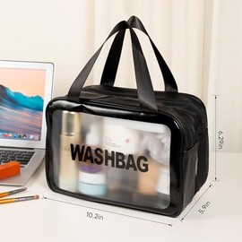 Q-WOOFF Cosmetic bag, toiletry bag for men, dry and wet separation, portable waterproof toiletry bag, make-up bag with large capacity, storage bag (black, M)