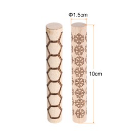HARFINGTON 2pcs Wood Clay Roller 4"Snowflake Hexagon Pattern Rolling Pins Pottery Tools Wood Grain Texture Rollers for Clay Baking Dough Playdough DIY