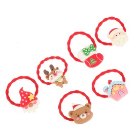 Healvian 6pcs Christmas Hair Ties for Girls Cute Santa and Ponytail Holders for Holiday Parties School Events and Festive Celebrations