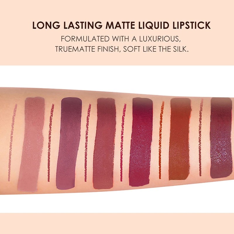 Skynest Lip Liner and Lipstick Makeup Set 6 Velvety Matte