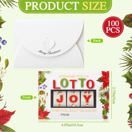 Zhanmai 100 Pcs Christmas Lottery Ticket Holder Envelopes with Heart Shaped Clasp Wishing You a Lotto Holiday Cheer Scratch Gifts Card Envelopes for Christmas Business Party Xmas Holiday Office Gifts