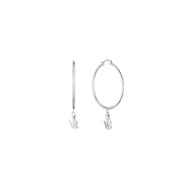 Lacoste Creole Earrings for Men and Women Crocodile Collection Stainless Steel with a Charm in the Shape of a Crocodile - Available in Gold or Silver