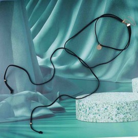 Cimenexe Gothic Layered Leather Choker Necklace Coin Pendant Necklace Choker Black Leather Cord Necklace Punk Suede Cord Necklace Choker Long Bead Drop Necklace Jewelry for Women and Girls