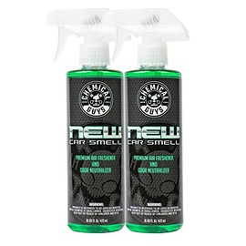 Chemical Guys New Car Smell Ambientador y Eliminador de Olores Premium, Aroma Duradero, Ideal para Coches, Camiones, Todoterrenos, Autocaravanas y Más, 2 x 473 ml