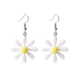 Daisy Earrings Dangle White Flower Earrings Summer Accessories Gift Drop Flower Earrings White Daisy Earring Simple Resin Sunflower Earrings for Girls Women