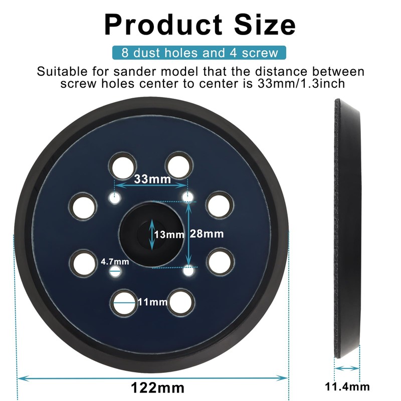 Sanding Plate 125 mm with Hook and Loop 8 Holes