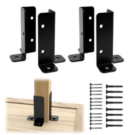 Muzata 4Pack Adjustable Post Base Brackets Fit 1.5x1.5 2x2 2x4 4x4 Heavy Duty Wood Fence Pergola Black Half Column Deck Post Anchor for Deck Railing Mailbox WT32