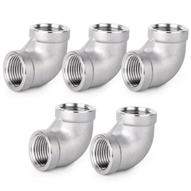 ERGAOBOY Pack of 5 304 Stainless Steel 90 Degree Angle Connectors, 3/4" x 3/4" BSP Pipe Fittings with Female Thread