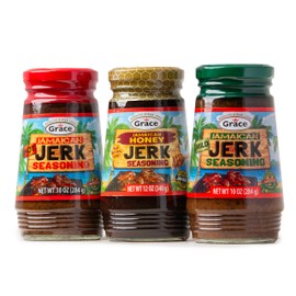Grace Jamaican Jerk Seasoning Paste Variety Pack - Honey, Mild & Hot Jerk Seasoning Jamaican Style - Caribbean Jerk Seasoning Mix for Jerk Chicken Seasoning & Oxtail Seasoning - Best BBQ Rub for Pork Ribs & Steaks