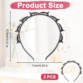 Nhemeylp Double Bangs Hairstyle Hairpin 2Pcs Colored Rhinestones Hairpin Headbands Twist And Hair Clip Headband Hairpin Hair Bands Teeth Comb Hair Hoop Double Layer Twist Plait Headband with Clips for Women