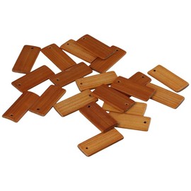 Uniquer 100Pcs Rectangle Wooden Bamboo Blank Tags for Keychain Rings Unfinished Wood Key Ring Tag for DIY Craft Decoration