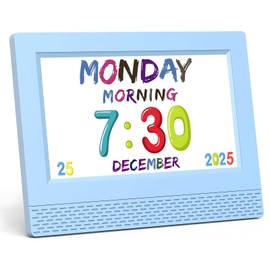 Allivoox Kids Alarm Clock Colorful, 7 inch LED Display, Eye-Caring Digital Alarm Clock for Girls Boys Bedroom Decor, Children's Sleep Trainer, 17 Alarm Settings, Easy to Use, Kids Birthday Gift