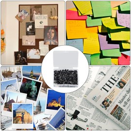 400 Pcs Round Push Pins,Map Push Pins Map Tacks,Black Round Head Map Tacks,0.63 inches Head Map Tacks Push Pins, Black Map Push Pins for Wall Drawing Pinboard, Bulletin Board