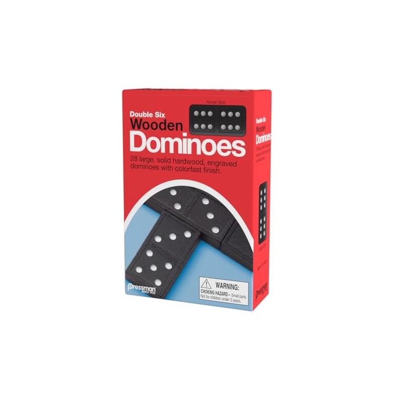 Pressman Toy Double Six Wooden Dominoes, 28 Pieces Wooden Dominoes