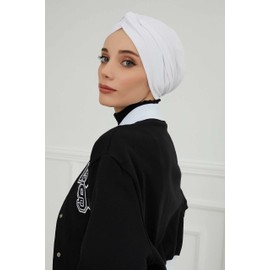Aisha's Design Instant Turban Head Wraps for Women, 95% Cotton Hijab Scarf Ready to Wear, Pretied Chemo Headwear, White