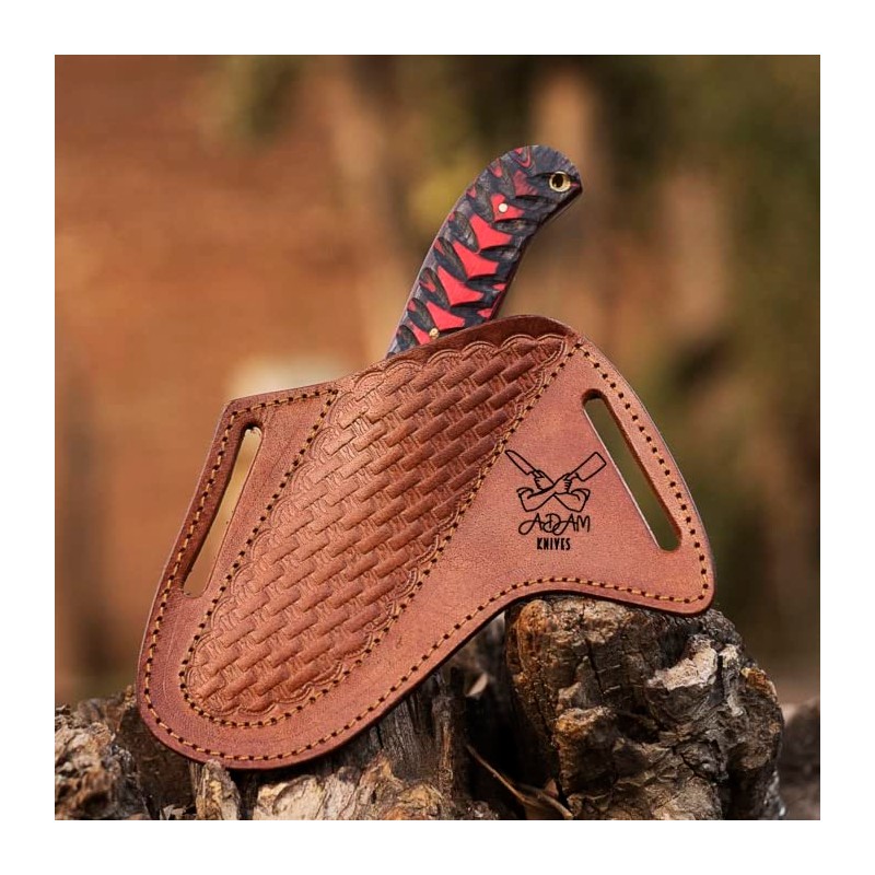ADAM KNIVES Leather Knife Sheath For Belt, Slanted Pancake Sheath,