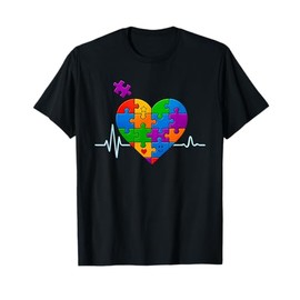 Colorful Puzzle Heart Autism Awareness Unique Gift Design T-Shirt