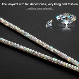 Artscope ID Card Holder Lanyard, 34.8'' All Around Bling Crystal Neck Strap Lanyard Women's Chain ID Badge Holder Necklace (AB Color)