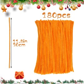 180 Pieces Pipe Cleaners Chenille Stem, Orange Craft Pipe Cleaners, Christmas Pipe Cleaners Chenille Stems for DIY Art Crafts Decorations Supplies (Golden)