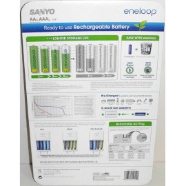 SANYO BRAND NEW SANYO ENELOOP 8 AA & 2 AAA BATTERIES W/ CHARGER & 2 C and 2 D Adapters
