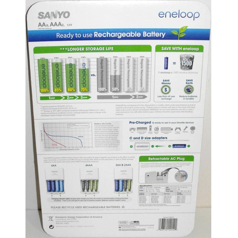 SANYO BRAND NEW SANYO ENELOOP 8 AA & 2 AAA