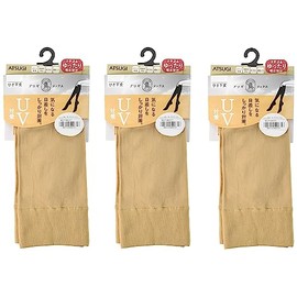 Atsugi FS4025 Women's Stockings, Socks, UV Protection, 50D, Below Knee Length, Loose Fit, 3 Pairs, nude beige