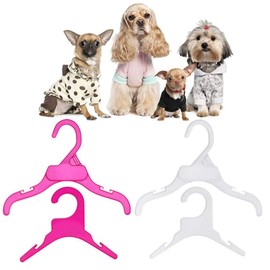 Pet Clothing Hanger, 10PCS Plastic Anti-Skid Dog Puppy Cat Clothes Clothing Rack for Small Animals (Pink, S