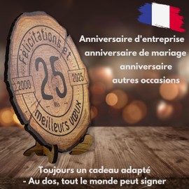 DARO Design - Wooden Disc - 25 Years - Size 20 cm - Gift for Anniversary, 25th Birthday, Anniversary - Congratulations