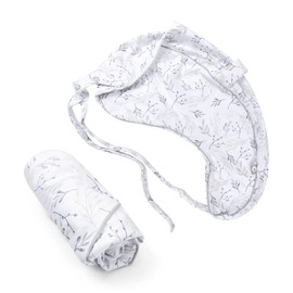 Boppy Uplift Nursing Pillow Cover - Soft Washable Microfiber Bottle & Breastfeeding Pillow Cover with Belt (Uplift Feeding Pillow Sold Separately) - Gray Gentle Leaves