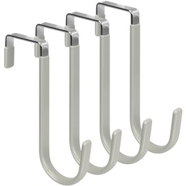FYY Over The Door Hooks, 4 Pack Door Hangers Hooks with Rubber Prevent Scratches Heavy Duty Organizer Hooks for Living Room, Bathroom, Bedroom Hanging Clothes, Towels, Hats, Coats, Bags Grey