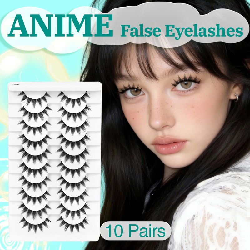 Fyonas Lashes Manga False Eyelashes 9-12mm Anime Lashes Strips C