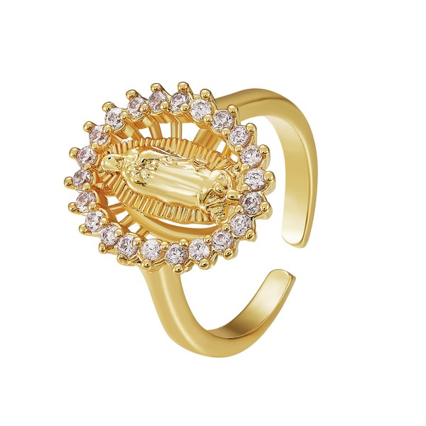 Ornaland 18K Gold Plated Clear Cubic Zirconia Open Cuff Ring