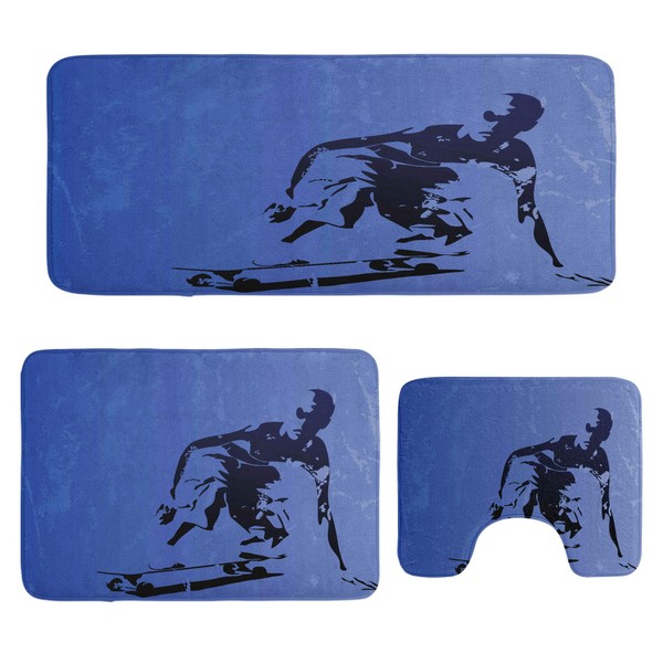 Ambesonne Teenager Bathroom Rug Set 3 Pieces, Abstract Vector Illustration