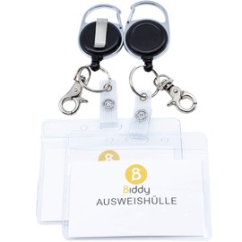 ID Card Holder Key Ring, Strong Spring and Tear-Resistant Cord for Keys or ID with Belt Clip, Key Ring and Clip Hook