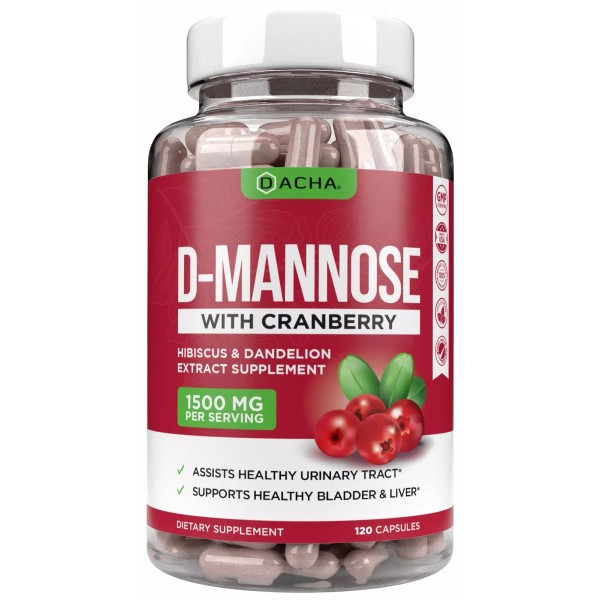 DACHA Natural D-Mannose Capsules 4-in-1 Formula - 120 CAPS, 1500