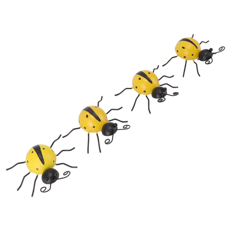 4Pcs Ladybug Wall Decor Lady Bug Ornament Wrought Iron Insect