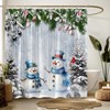 NYCCSM Christmas Shower Curtain Winter Retro Cute Snowman Snow Holiday