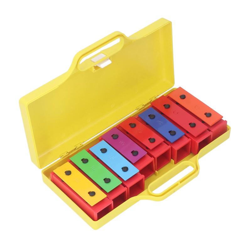 8 Note Colorful Resonator Bells with Case Removable Plates Plastic