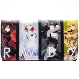 RWBY Ruby Rose Huntresses Warriors Purse Tri-Fold Coin Pocket & Card Holder, Black