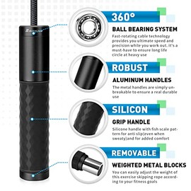 Weighted Jump Rope for Men, Women (1.5LB) - Alloy Steel Handles, Speed Skipping Rope, Gym,Indoor/Outdoor - Fitness, Workout, Boxing - Solid PVC & Cott