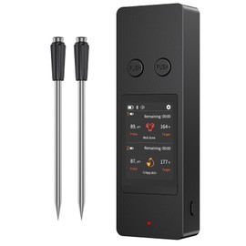 Meat Thermometer Wireless Smart Grill Thermometer Roasting Thermometer with 2 Improved Ultra Thin Sensors, Large Touch Screen, IP67 Waterproof Kitchen Thermometer for Grill, BBQ, Smoker