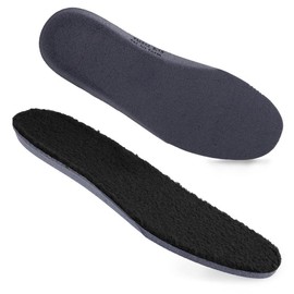 TIESTRA Lambskin Sole Thermal Insoles Winter Warm Lambskin Soles Thermal Soles Merino Wool Warming Shoe Insoles Thick Breathable Soft Wool Felt Inserts for Wellington Boots and Winter Shoes, black