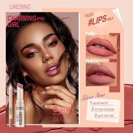 Likesing Lip Liner Set of 6 Lipstick Nude Pink Matte Lipstick Permanent Lip Liner Lip Balm Lip Gloss Red Lipstick 24 Hours Long Lasting Lips Make Up Kits Madame Birthday Gift