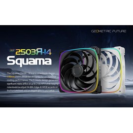 Geometric Future Squama 2503R Reverse Blade RGB PWM Fan - 140mm - 1 Pack – Performance & Silent Balance - Dual Lighting Loop - 5V 3pin addressable RGB - 4pin PWM - White(GEO-S2503RW-14S)
