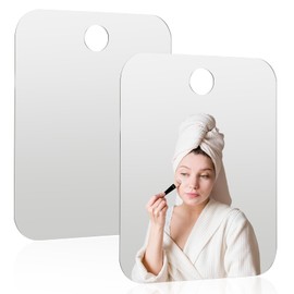 Aphumedc 2Pcs Small Shower Mirror Fogless for Shaving, 6.7 × 5.1 inch Fogless Acrylic Mirrors for Wall Hanging, Portable Handheld Travel Camping Mirrors, Shower Makeup Shave Mirror for Men