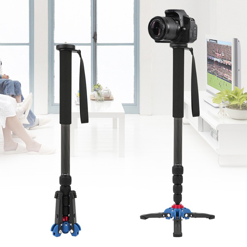C-333+M-1 Carbon Fiber Portable Outdoor Telescopic Monopod Tripod Mountaineering Cane